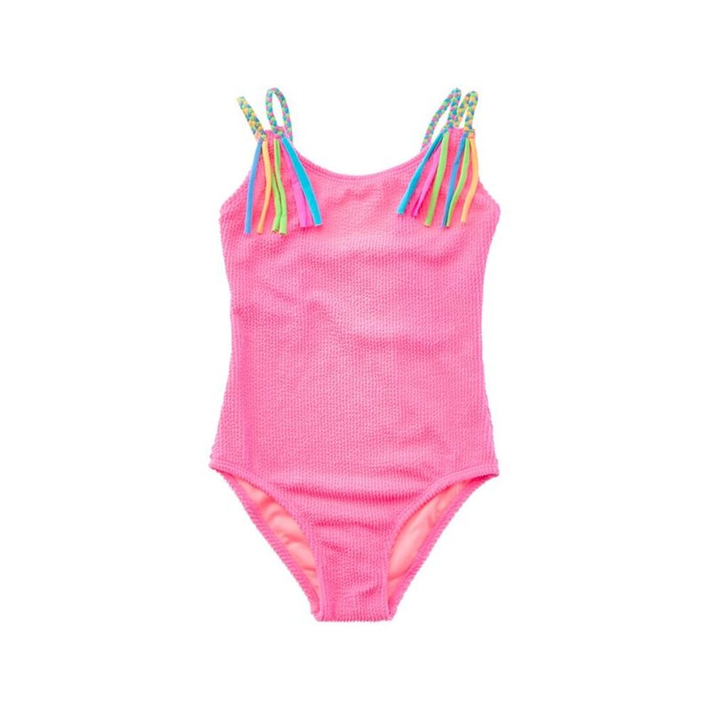Beach Lingo Girls  Braid With Fringe One-Piece, Pink